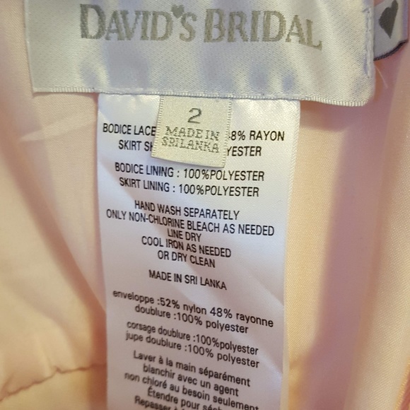 David's Bridal One-Shoulder Lace Bridesmaid Dress in Petal Pink Size 2 - Picture 5 of 6